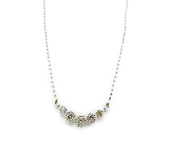 pt850 5連 ダイヤ 0.02ct ネックレス 中古 アクセサリー ジュエリー プラチナ レディース おしゃれ