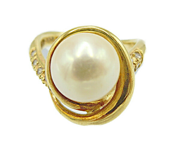 K18 パール8.8mm ダイヤ0.10ct リング 11号 中古 アクセサリー 指輪 ダイヤモンド 真珠 18金 ゴールド ジュエリー