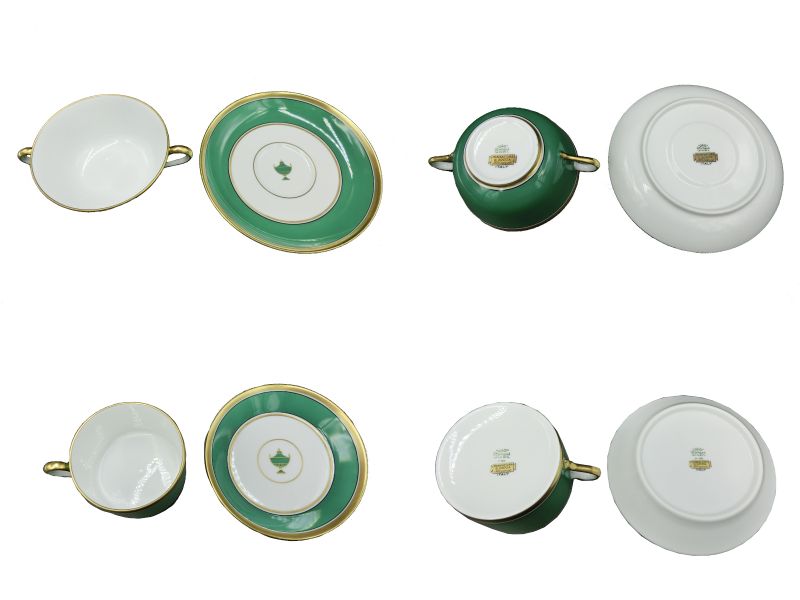 Richard Ginori インペログリーン カップ&ソーサー スープC/S 中古 リチャードジノリ ペア スープ用 洋食器 陶磁器
