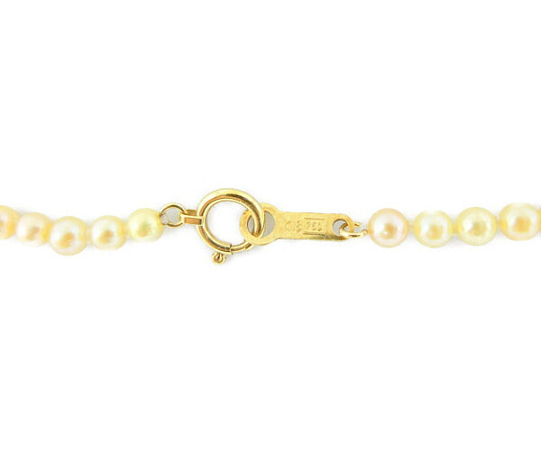 K18 8.6mm ゴールドパール ダイヤ 0.08ct 淡水パール チェーン ネックレス 中古 18金 アクセサリー ジュエリー レディース 真珠