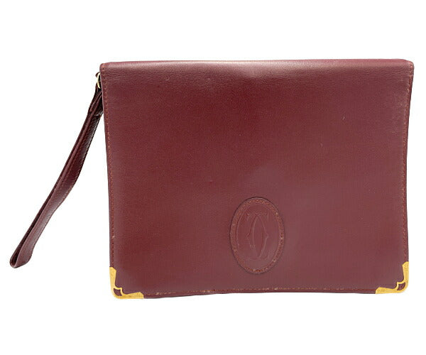 Cartier マストドゥ カルティエ クラッチバッグ 中古 セカンドバッグ ボルドー 赤 鞄 ブランド レディース