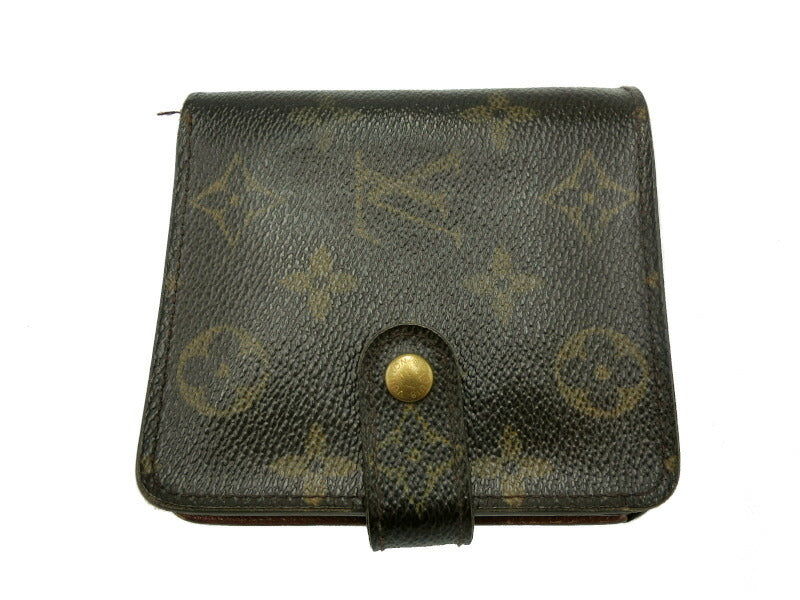 LOUISVUITTON モノグラム コンパクトジップ 中古 ルイヴィトン LV ブランド 2つ折り財布