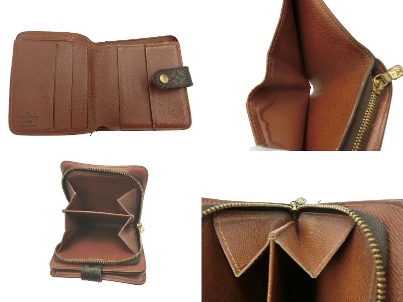 LOUISVUITTON モノグラム コンパクトジップ 中古 ルイヴィトン LV ブランド 2つ折り財布