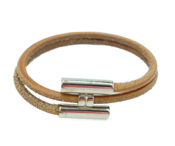 HERMES エルメス トゥルニ ブレスレット 中古 アクセサリー ジュエリー ブラウン 茶 レザー レディース