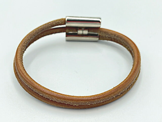 HERMES エルメス トゥルニ ブレスレット 中古 アクセサリー ジュエリー ブラウン 茶 レザー レディース