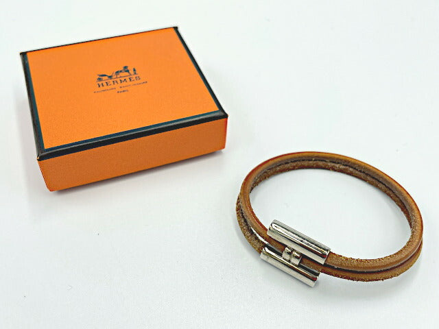 HERMES エルメス トゥルニ ブレスレット 中古 アクセサリー ジュエリー ブラウン 茶 レザー レディース