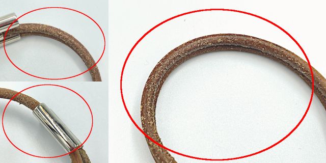 HERMES エルメス トゥルニ ブレスレット 中古 アクセサリー ジュエリー ブラウン 茶 レザー レディース