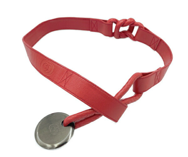 GUCCI グッチ レザー ベルト 約78cm 中古 ヴィンテージ ビンテージ レッド 赤 レディース ブランド