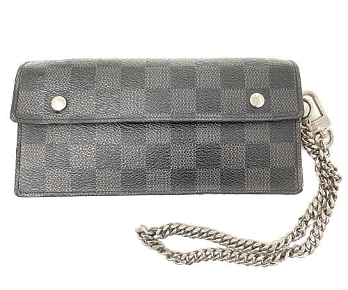 LOUIS VUITTON ルイヴィトン ダミエグラフィット ポルトフォイユ アコルディオン N60023 中古 TH4059 二つ折り長財布 ウォレット メンズ ブランド おしゃれ