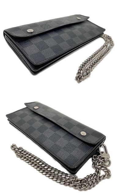 LOUIS VUITTON ルイヴィトン ダミエグラフィット ポルトフォイユ アコルディオン N60023 中古 TH4059 二つ折り長財布 ウォレット メンズ ブランド おしゃれ