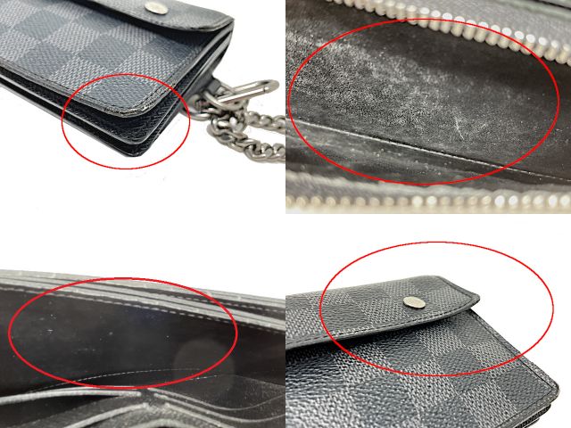 LOUIS VUITTON ルイヴィトン ダミエグラフィット ポルトフォイユ アコルディオン N60023 中古 TH4059 二つ折り長財布 ウォレット メンズ ブランド おしゃれ