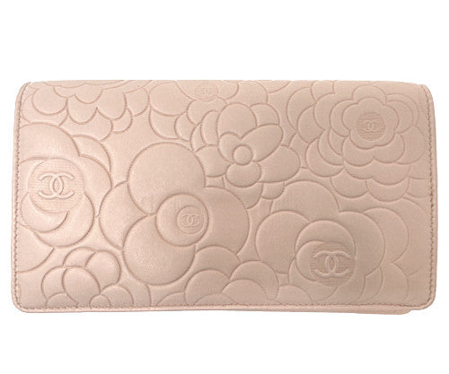 CHANEL シャネル カメリア 二つ折り長財布 中古 12359126 ピンク レザー レディース 花柄 ブランド ウォレット