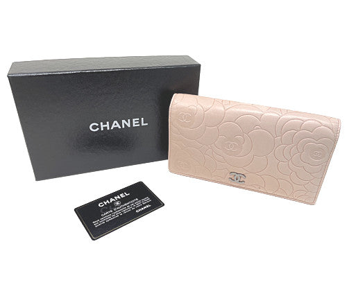 CHANEL シャネル カメリア 二つ折り長財布 中古 12359126 ピンク レザー レディース 花柄 ブランド ウォレット