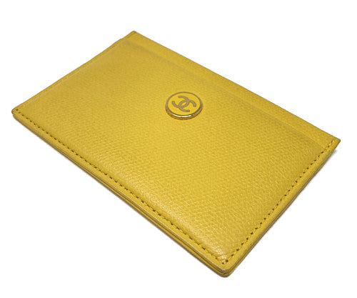 CHANEL シャネル ココボタン レザー カードケース 中古 8511721 イエロー 黄 レディース 名刺入れ ブランド