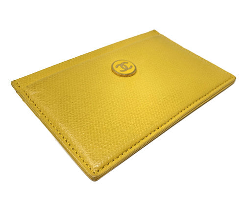 CHANEL シャネル ココボタン レザー カードケース 中古 8511721 イエロー 黄 レディース 名刺入れ ブランド