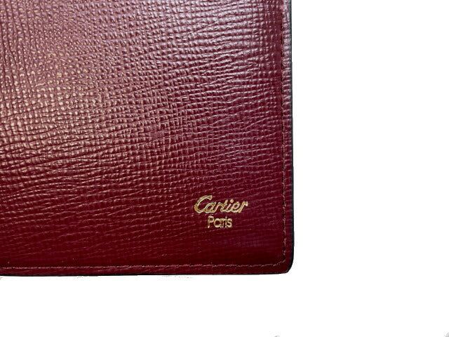 Cartier マストドゥ カルティエ 長札入れ 中古 ボルドー 赤 ウォレット 財布 ブランド レディース