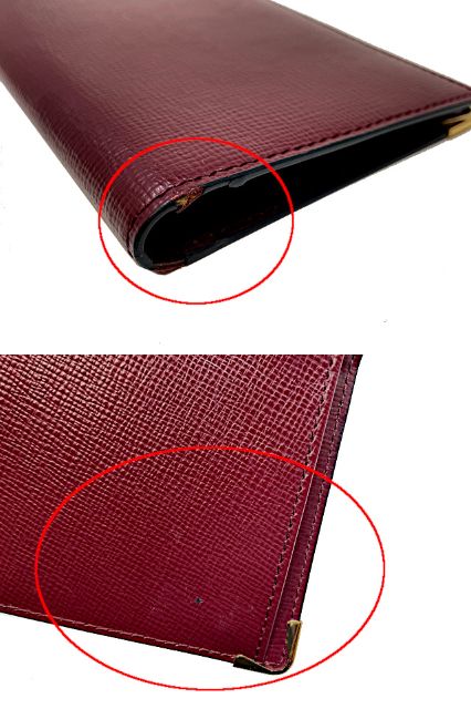 Cartier マストドゥ カルティエ 長札入れ 中古 ボルドー 赤 ウォレット 財布 ブランド レディース