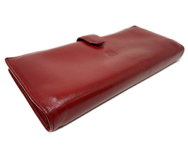 LOEWE ロエベ 二つ折り長財布 中古 レッド 赤 ブランド ウォレット レディース おしゃれ