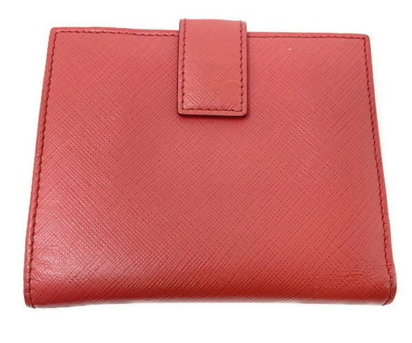Salvatore Ferragamo サルヴァトーレフェラガモ ガンチーニ Wホック財布 中古 コーラルピンク レザー ウォレット ブランド レディース