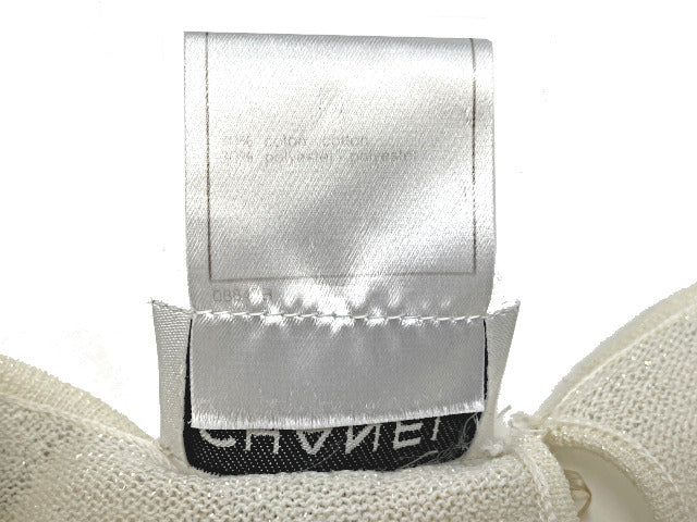 CHANEL シャネル ニット トップス 42 中古 ホワイト 白 LLサイズ レディース ブランド 半袖