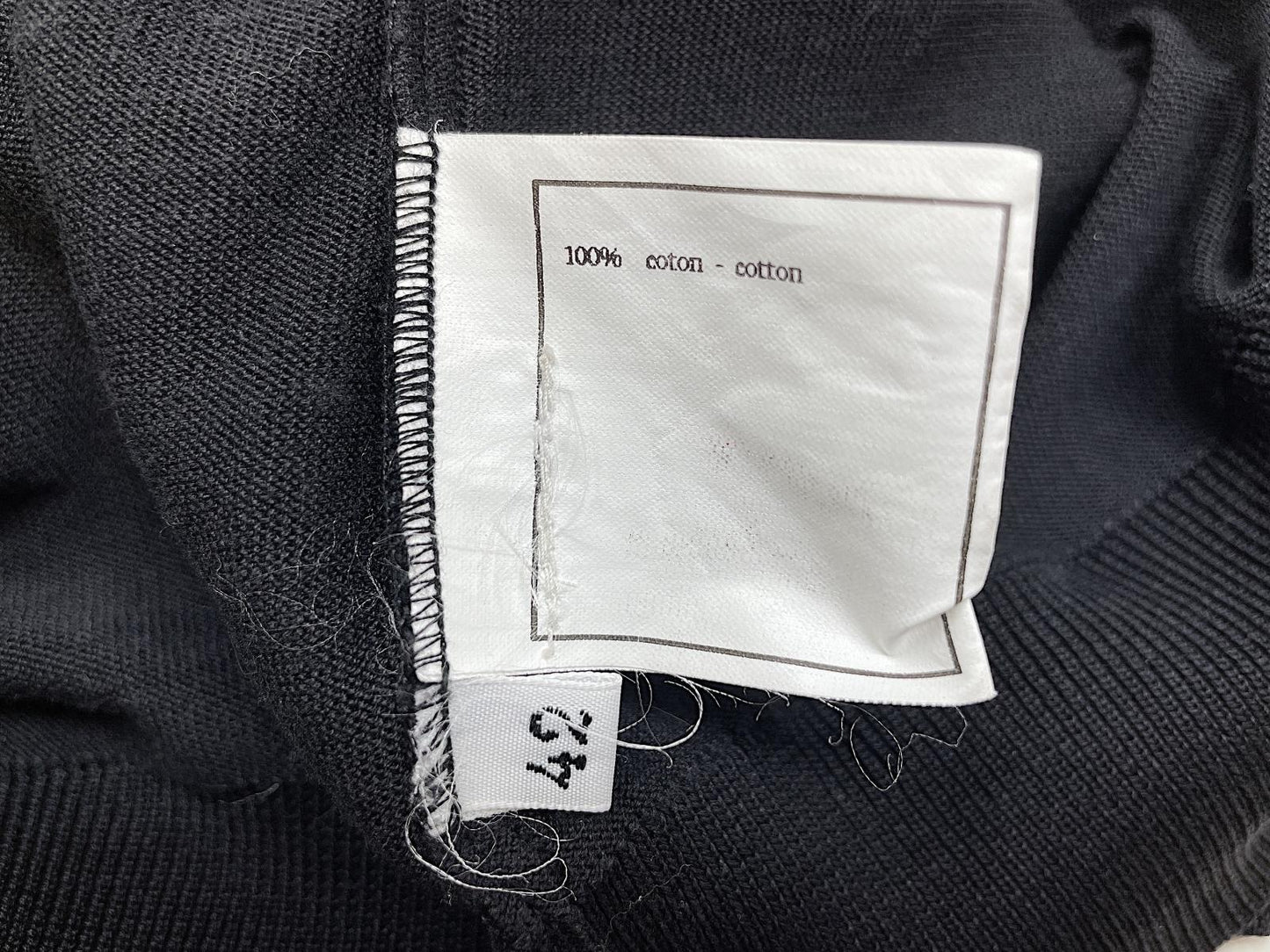 CHANEL シャネル ニット トップス 42 中古 ブラック 黒 レディース コットン 綿 半袖 無地 ブランド