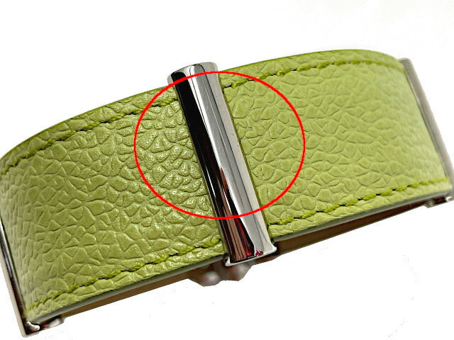 BVLGARI ブルガリ ロゴマニア レザー バングル 中古 グリーン 緑 アクセサリー ジュエリー 腕輪 レディース ブランド