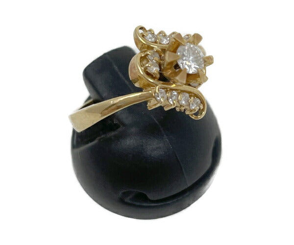 K18 YG ダイヤモンド 0.17ct 0.162ct リング 8号 中古 指輪 18金 イエローゴールド アクセサリー ジュエリー