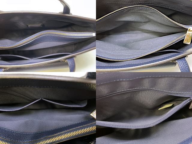 FURLA フルラ レザー ハンドバッグ 中古 ネイビー 紺 鞄 レディース ブランド 本革 おしゃれ