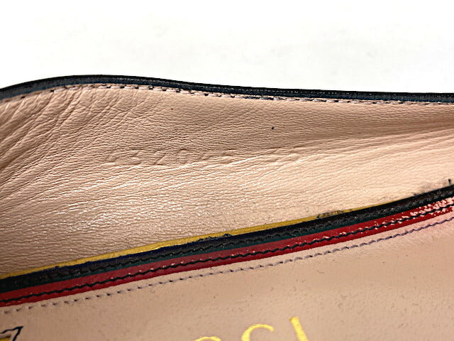 GUCCI グッチ シェリー スタースタッズ リボン パンプス 約22.5cm 中古 35.5 フラット 靴 ブラック レディース ブランド