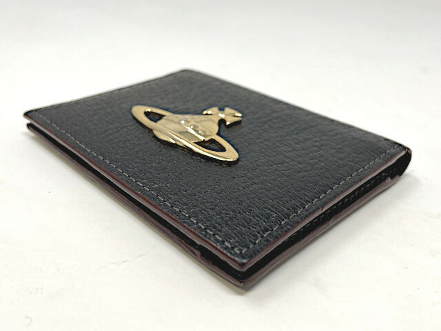 Vivienne Westwood ヴィヴィアンウエストウッド レザー パスケース 中古 定期入れ 牛革 本革 ブラック オーブ オーヴ