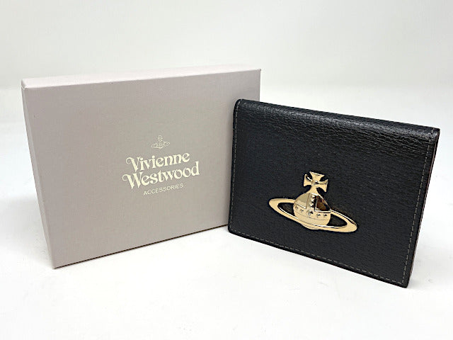 Vivienne Westwood ヴィヴィアンウエストウッド レザー パスケース 中古 定期入れ 牛革 本革 ブラック オーブ オーヴ