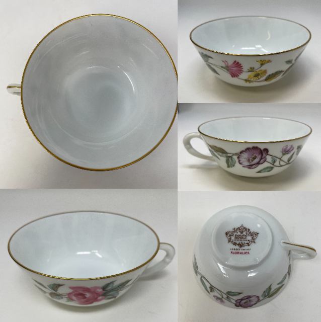 ROYALE LIMOGES フローラリー カップ&ソーサー 2客 中古 ロワイヤル リモージュ ティー 紅茶 洋食器 ブランド 花