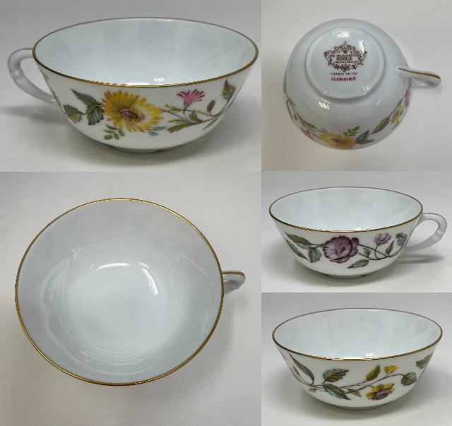 ROYALE LIMOGES フローラリー カップ&ソーサー 2客 中古 ロワイヤル リモージュ ティー 紅茶 洋食器 ブランド 花
