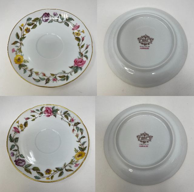 ROYALE LIMOGES フローラリー カップ&ソーサー 2客 中古 ロワイヤル リモージュ ティー 紅茶 洋食器 ブランド 花