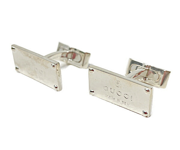 GUCCI グッチ シルバー925 ロゴ カフス 中古 ☆1561FI アクセサリー スクエア メンズ ブランド スーツ