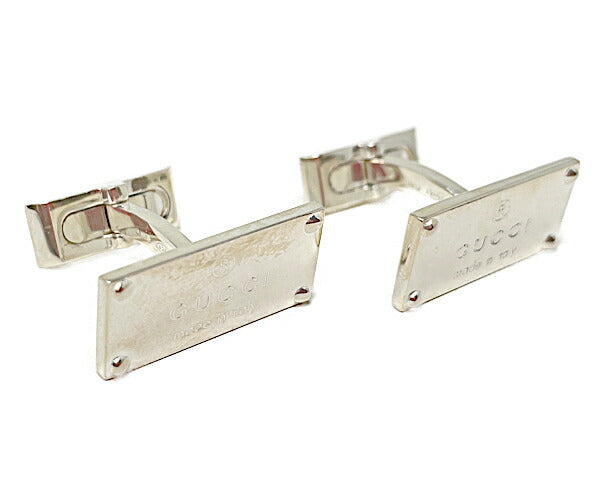 GUCCI グッチ シルバー925 ロゴ カフス 中古 ☆1561FI アクセサリー スクエア メンズ ブランド スーツ