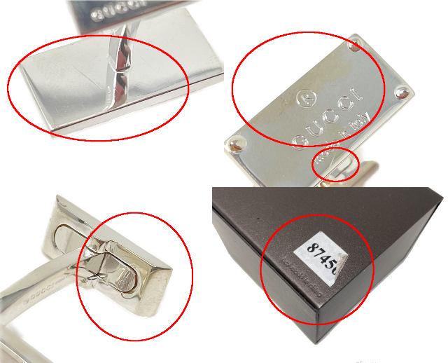 GUCCI グッチ シルバー925 ロゴ カフス 中古 ☆1561FI アクセサリー スクエア メンズ ブランド スーツ