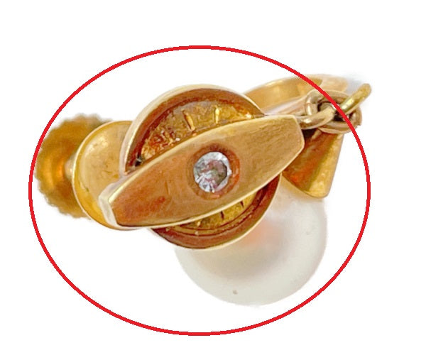 K18 メレダイヤ パール 7.1mm イヤリング 中古 アクセサリー ジュエリー レディース 真珠 ダイヤモンド 18金