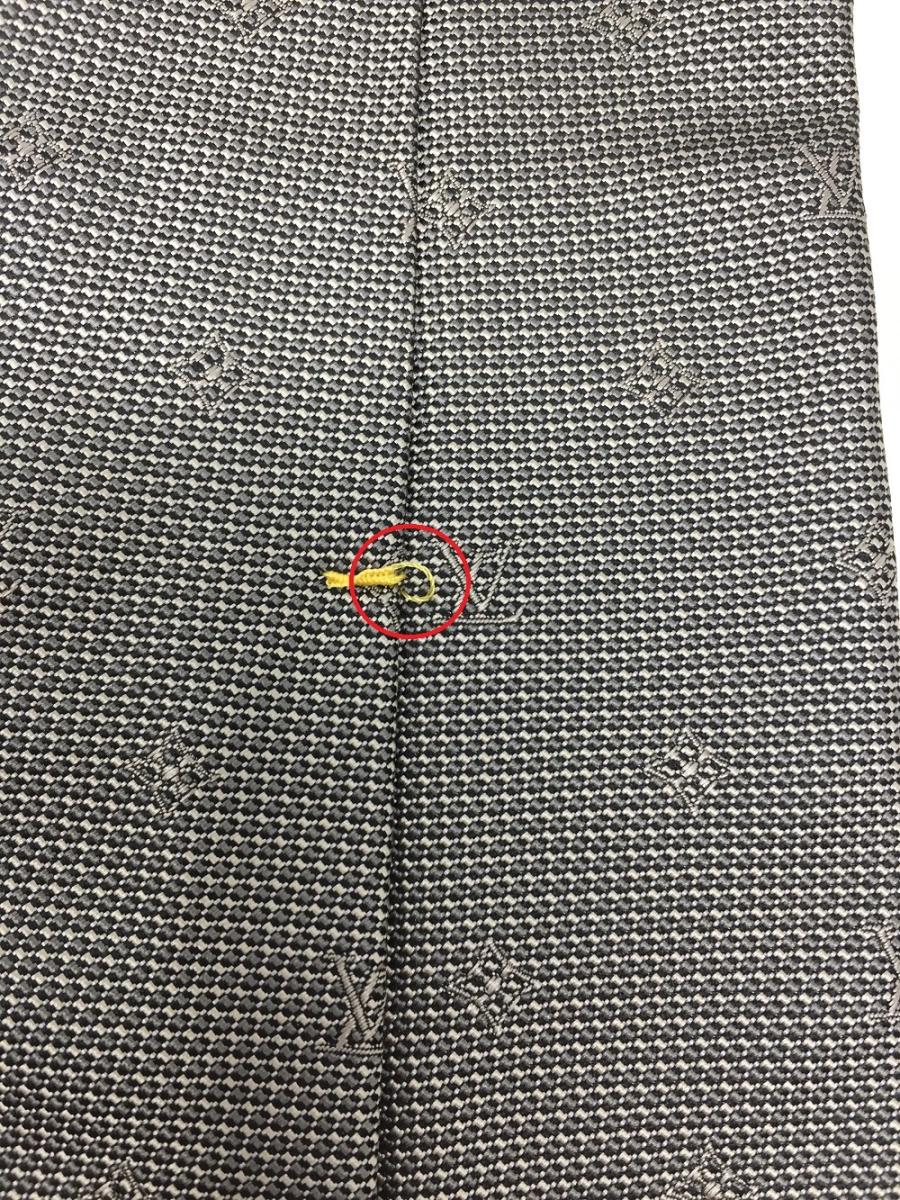 LOUIS VUITTON モノグラム小紋 シルクネクタイ 中古 ルイヴィトン グレー ビジネス LV