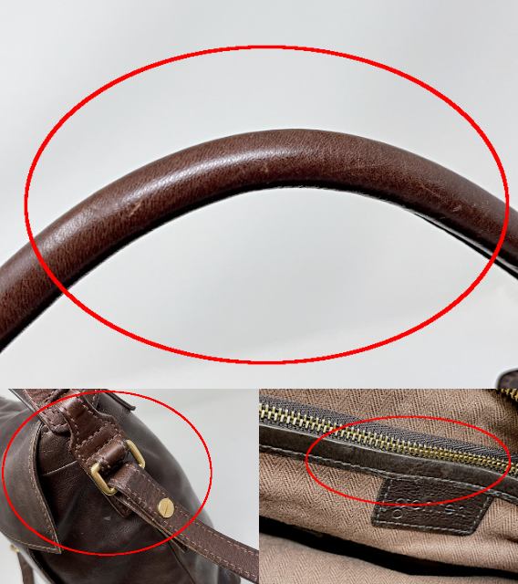 genten ゲンテン 2way レザー ショルダーバッグ 中古 ブラウン 茶 本革 ハンドバッグ 鞄 レディース ブランド