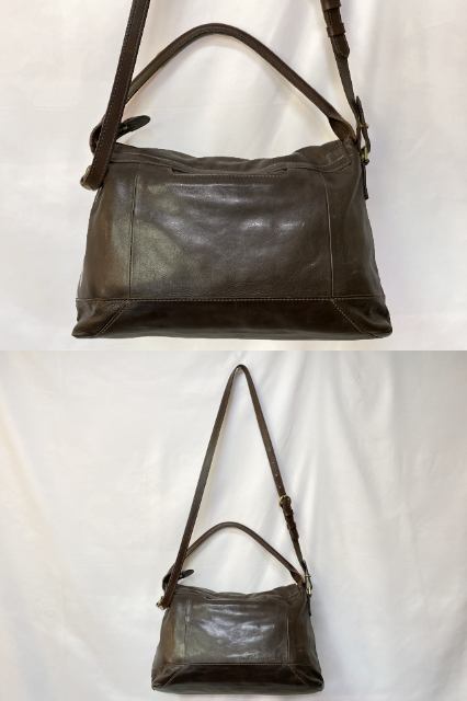 genten ゲンテン 2way レザー ショルダーバッグ 中古 ブラウン 茶 本革 ハンドバッグ 鞄 レディース ブランド