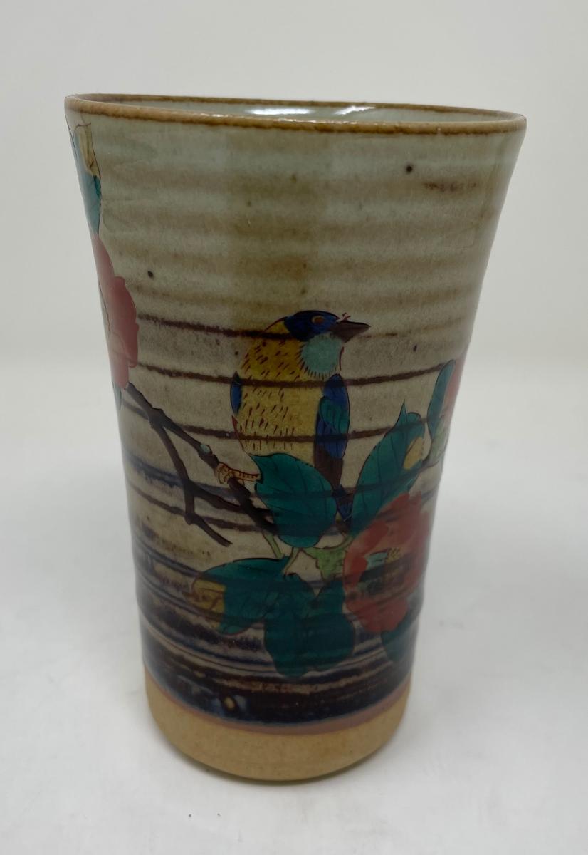 未使用品 九谷焼 花鳥 フリーカップ 中古 コップ 陶器 和食器 和柄 アニマル 動物 フラワー おしゃれ 和風