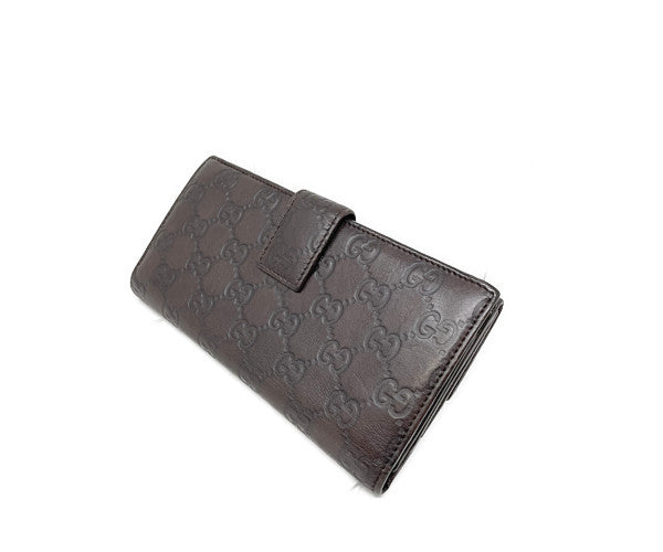 GUCCI GGシマ Wホック長財布 中古 Wホック長財布 ブランド おしゃれ コイン入れ カード入れ