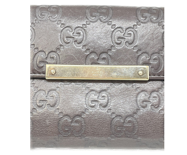 GUCCI GGシマ Wホック長財布 中古 Wホック長財布 ブランド おしゃれ コイン入れ カード入れ