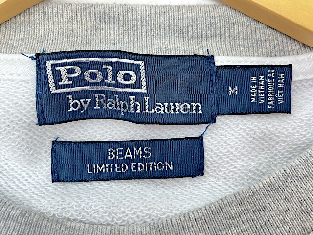 POLO RALPH LAUREN BEAMS ポロラルフローレン ビームス スウェット Mサイズ 中古 コラボ メンズ トレーナー グレー ブルー レッド ホワイト