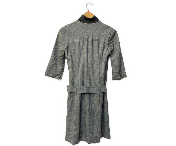 BURBERRY BLUE LABEL バーバリーブルーレーベル ウール混 ハイネック ワンピース 38 中古 グレンチェック グレー Mサイズ レディース ブランド