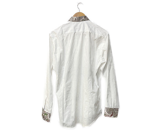 ETRO エトロ コットン シャツ 中古 ペイズリー ホワイト メンズ ブランド おしゃれ