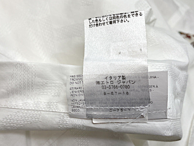 ETRO エトロ コットン シャツ 中古 ペイズリー ホワイト メンズ ブランド おしゃれ