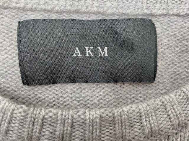 AKM エイケイエム ウール ニット セーター XLサイズ 中古 グレー メンズ ミドルゲージ 冬物 暖かい ブランド おしゃれ
