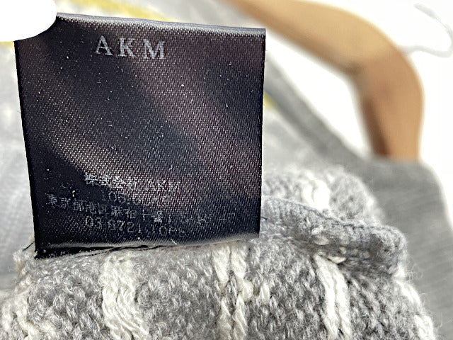 AKM エイケイエム ウール ニット セーター XLサイズ 中古 グレー メンズ ミドルゲージ 冬物 暖かい ブランド おしゃれ